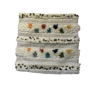 Pottery Barn Wool Moroccan Wedding Blanket Pillow Cover Sequin 18 X 18